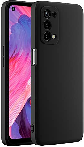 Cresee kompatibel mit Oppo A74 5G / A54 5G Hülle Case, Silikon Handyhülle mit [Kamera Schutz] [Faser-Innenraum] Anti-Scratch Dünn Schutzhülle Stoßfest Cover, Schwarz