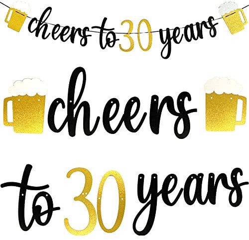 Cheers to 30 years Girlande Happy 30th Birthday Girlande 30 Geburtstag männer Girlande Geburtstagsbanner 30. Jahrgang Deko zum Aufhängen für Geburtstag Hochzeit Jubiläum Party Dekoration