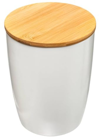 Five Keramik-Vorratsglas + Bambus, Weiß, 1,5 L|D. 13,5 x H. 17,5 cm