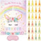 WERNNSAI Pin the Horn on the Unicorn Game - 51 × 73 cm Einhorn Partyspiel für Kinder Mädchen mit 24 Hörnern Geburtstagsparty Supplies