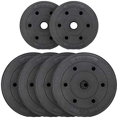 MAXXIVA Hantelscheiben-Set Zement 25 kg Ersatzgewichte Gewichtsscheiben 6 Gewichte Muskelaufbau Krafttraining Kraftsport Fitness-Zubehör Gewichtheben