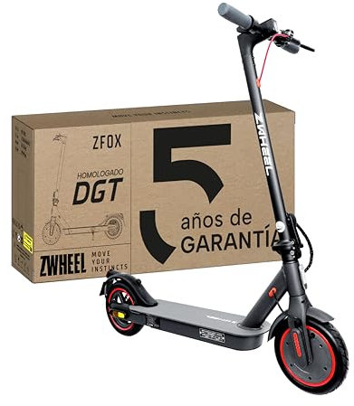 ZWHEEL ZFOX | Patinete Eléctrico Adultos Homologado DGT - 600W MAX, 20km Autonomía, IP54 Resistencia al Agua, Ruedas 8.5 de Aire - Frenos de Disco y Eléctricos - App Móvil y Pantalla, 4 Velocidades