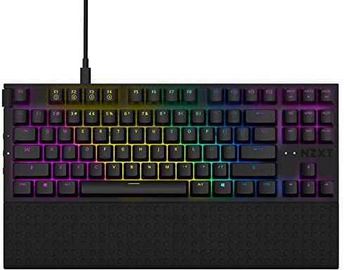 NZXT Function TKL 2022 Mechanische PC Gaming Tastatur - beleuchtet - lineare RGB Schalter - MX kompatible Schalter - Hot Swap - Aluminium Cover - Mechanical Gaming Keyboard | US (ANSI) Schwarz