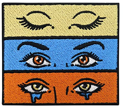 Finally Home Pop Art Retro Augen Patch zum Aufbügeln | Vintage Patches, Old School Auge Bügelbild, Stoffaugen Bügelpatch, Tränen Aufbügler, Kunst Aufnäher