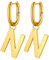 FOCALOOK Ohrhänger mit Buchstabe N für Damen, 316L Edelstahl Ohrringe in Gold, U-förmige Hängende Ohrringe für Geliebte/Freundin/Tochter zum Geburtstag/Valentinstag/Weihnachten