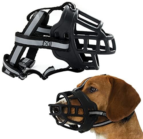 Maulkorb für Große Hunde, FainFun Silikon Maulkorb Mittlere Hunde, Hundemaulkorb Stoff, Verstellbare Schlaufe, Verhindert Bellen, Beißen und Kauen(M)