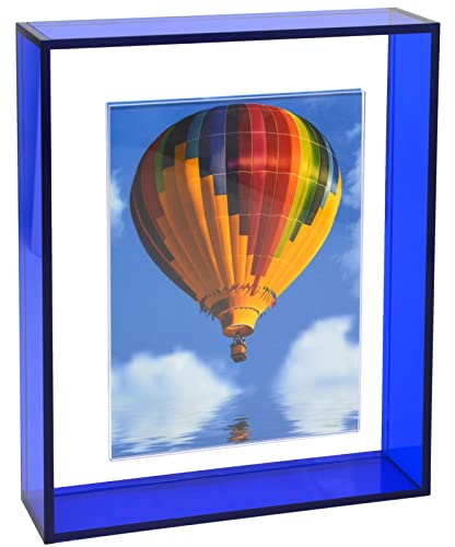 Mutellstory Acryl-Bilderrahmen, 20,3 x 25,4 cm, Neonfarben, schwebender Fotorahmen für Wandhalterung und Tischplatte, dekorativ in Galerie, Heimbüro, Klein Blau