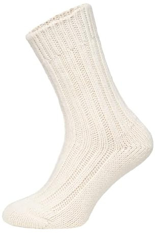 HomeOfSocks 2 Paar Alpaka Socken Herren Und Damen - Dicke Wollsocken Mit 50% Wollanteil, Natürliche Regulierung Der Fußtemperatur | Creme Gr. 39-42