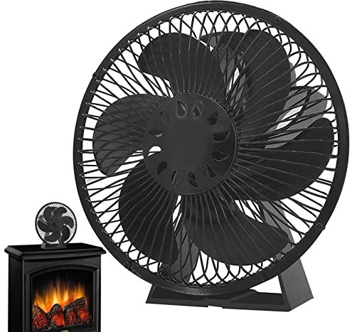 Kamin Kamin Ventilator | 6-Laub Holzofen Ventilator mit Deckel | Holzofen mit Deckel für Brennholz/Holzbrenner/Kamin, leiser Betrieb Zirkulierende heiße Luft Oberflächen