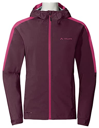 VAUDE Moab II – Wasserdichte 2,5-Lagen Regenjacke für Damen, atmungsaktiv winddicht mit Unterarmventilation, Kapuze aufrollbar – für MTB, Wandern & Trekking - cassis, 36
