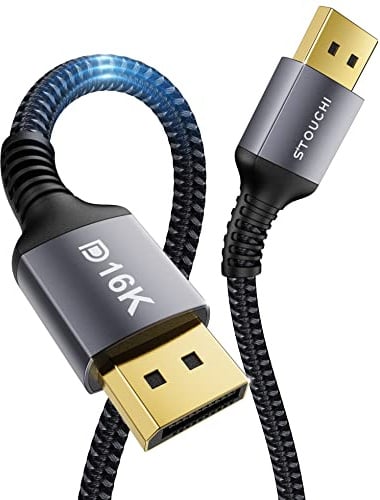 Stouchi 10FT VESA Certified DisplayPort 2.1 Cable 80Gbps UHBR20 DP Cord