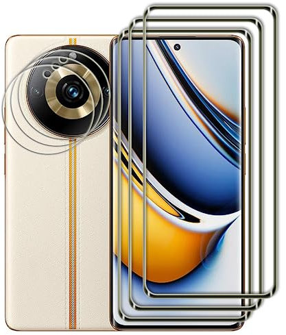 [Yhyenl]3 x vidrio templado para Realme 11 Pro Plus y 3 x protección de la cámara trasera – Dureza 9H, hiper transparente, fácil de instalar