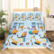 Enfants poussette 140x200cm Excavatrice Construction Housse de Couette Adolescent Microfibre Bleu Voiture Literie Enfants Taie d'oreiller 65x65, fun bébé Parure de Lit Véhicules de construction