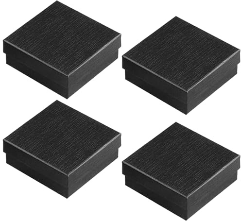 Tarocat Jewellery Geschenkbox, 4 Stücke Schmuck-Geschenkboxen Mit Deckel, Schmuckschatulle Klein, Boxen Für Schmuckverpackung, 9X9X3Cm Schwarz