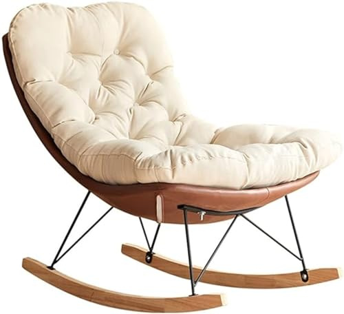 FIXARE JIESOO Stoff-Schaukelstuhl Mitte Jahrhunderts,Akzent-Schaukelstuhl Wohnzimmer Und Schlafzimmer Relax-Stuhl Mit Stahlbeinen Und Weicher Polsterung,Ergonomisches Design(Brown)