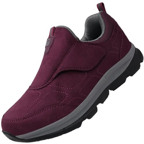 Aocase Chaussure pour Pied Gonflé, Sandales Pied Large Chaussures Orthopédiques Homme Chaussures OrthopéDiques Femme Basket Sneakers sans Lacet,Women Red,42/260mm