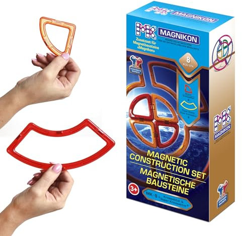 MAGNIKON Magnetische Bausteine Ersatzset - Kinderspielzeug ab 3 Jahre, Magnetbausteine, Magnetsteine Kinder, Geschenk für Mädchen und Jungen, Montessori Spielzeug (Kreissektoren + Super Kreissektoren)