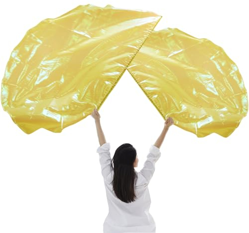 PEUTIER 2stk Halbkreisförmige Anbetungsfahnen, 140x92cm Lobpreis-Tanzfahnen mit Skalierbaren Stangen Glänzendes Anbetungsbanner Metallisch Glänzende Engelsflügel für Tanzkirche (Gold)