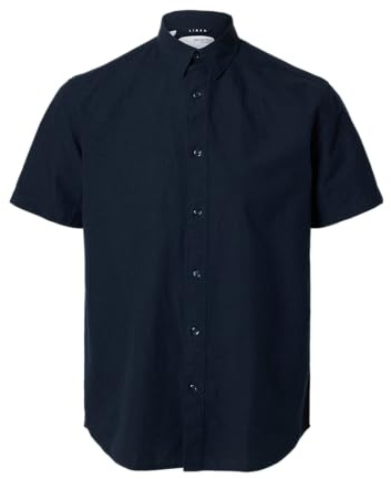SELETED HOMME Herren Slhreg-New Linen Shirt Noos Kurzarmhemd, Sky Captain, XXL EU