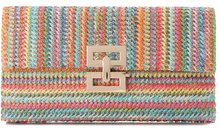 Freie Liebe Bolso de mano de paja para mujer, bolso de playa de verano, bolso tejido de mimbre de ratán para boda, Color