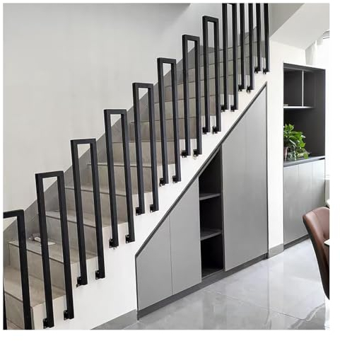 YFSJJ Seitlich Montierte U-treppengeländer Außen,Raumspartreppe, Treppengeländer,Geländer Edelstahl für Villen, Balkone, Flure, Wohnungen, Einfach zu Montieren(Size:U 90cm,Color:Schwarz)
