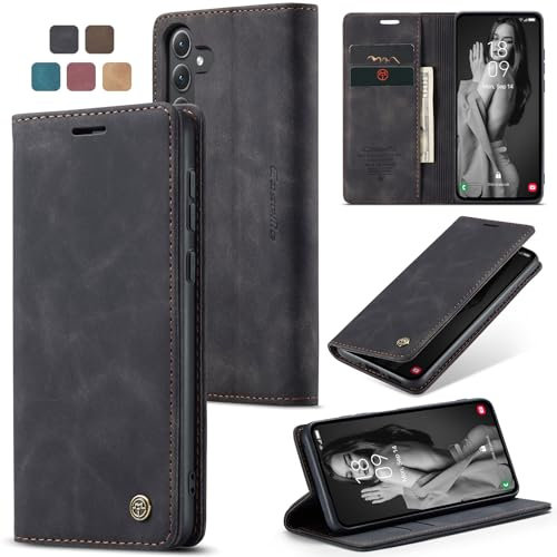Cracedily Coque pour Samsung Galaxy A35 Pochette, Etui Protection Housse Premium en Cuir PU,Etui à Rabat Pochette de Portefeuille Étui pour Samsung Galaxy A35 5G Case, Noir