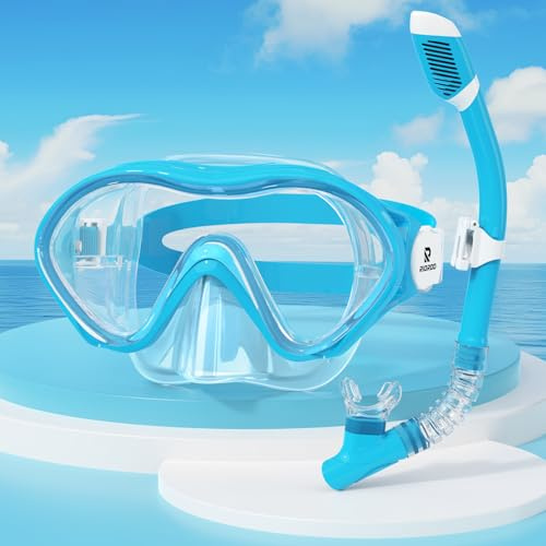 RIOROO Taucherbrille Kinder, Schnorchelmaske für Jungen Mädchen,Schnorchelset Kinder oder Taucherbrille mit Nasenabdeckung, 180°Panorama HD Anti Nebel Anti-Leck Tauchmaske für 4-14 Jahre