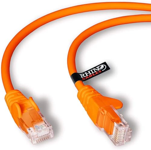 rhinocables CAT 6 High-Speed Gigabit Ethernet Cable - Patch Network Lead for LAN| Snagless UTP With LSZH Jacket | RJ45 Connector - Internet, Router, Modem, Smart TV, PC & More (3m, Orange, Pack of 3)
