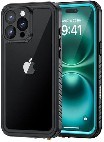 Lanhiem for iPhone 16 Pro Case, IP68 Waterproof Dustproof Shockproof Cases with Built-in Screen Protector, Full Body Protective Heavy Duty Rugged Phone Cover for iPhone 16 Pro - 6.3 inch (Blue)