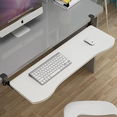 KISYHOLG Clamp On Keyboard Sliding Platform, Ergonomic Keyboard Tray Under Desk, 21 W X 10 D Slide-Out Keyboard Drawers Desk Extender For Office (Color : White, Size : 75cm*25cm/30 * 10inch)