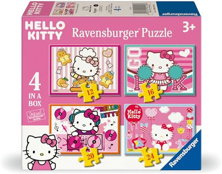 Ravensburger - Puzzles Hello Kitty 4 Pack | Puzzle Bambini 3 Anni In Su | Regalo Bimba 3 Anni In Su 72 Pezzi | Puzzle Bambini 19 X 14 Cm | Puzzles Ravensburger