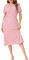 Wikoan Chemise de Nuit Femme Coton Chemises de Nuit Ete Robe de Nuit Longue Col en V Manches Courtes Vêtement de Nuit Femme avec Poches Rose M