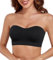 Lemorosy Women's Strapless Bra Padded Wirefree Seamless Adjustable Supportive Bandeau Tube Bra(Black,L)