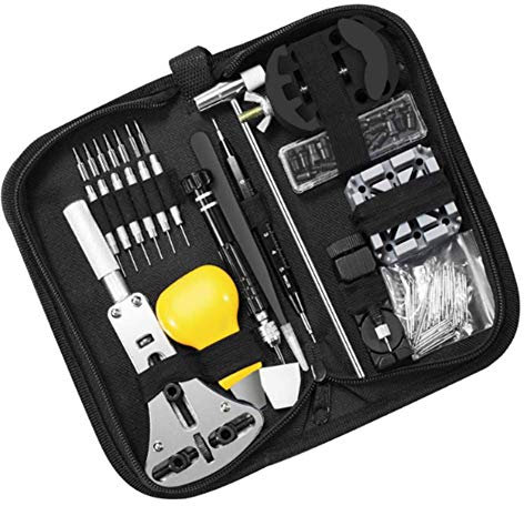 Watch Repair Kit,153 Pcs Watch Band Strap Repair Tool Set with Carrying Case,Watch Battery Replacement Tool Kit for Repairing Various Watches