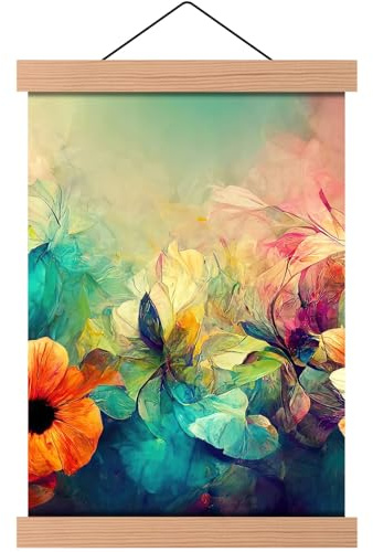 MG Design Natural Posterleiste aus Holz 42 cm – magnetischer Poster-Aufhänger, 4 Leisten mit starker Haftung, mit Aufhängeschnur – für Poster, Fotos & Zertifikate