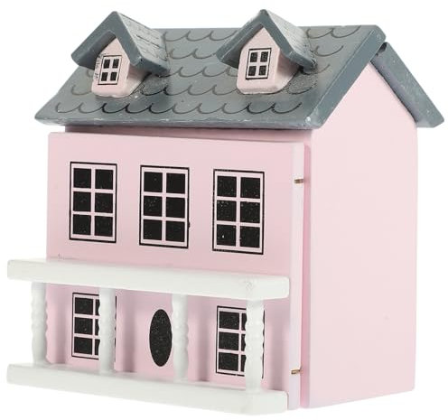 KICHOUSE Miniatur Holz Villa Puppenhaus Mini Villa Modell Für Kreative Gestaltung Süßes Und Elegantes Design Für Wohnaccessoires Und Sammlerstücke