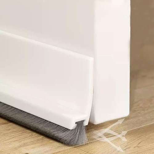 Lohill 100cm Zugluftstopper Weiß Dichtungsband für Türen, Bodenabdichtung mit Bürste, Selbstklebende Tür Türdichtung, Türdichtung Türbürste Abdeckleisten Bürstendichtung Dichtung