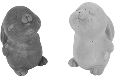 Handworkz | Hopsi - Hase aus Beton | stilvolle Frühlings- & Osterdeko | dekorativ & hochwertig | Figur | schlicht | modern | Skulptur | Handarbeit - Made in Germany (Anthrazit & Grau)
