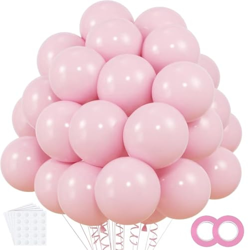 Pink Balloons 120 Pcs 12 Inch Round Latex Party Pastel Balloons (Pink) | for Birthday Party, Wedding, Anniversary, Bridal Shower Decorations