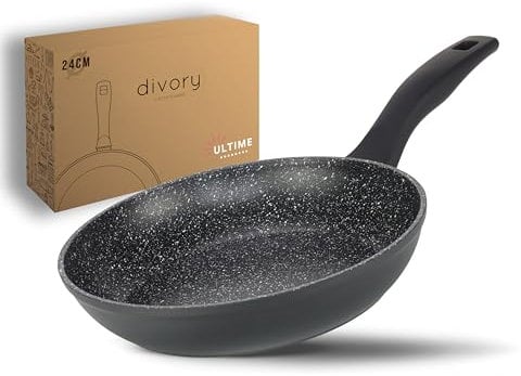 DIVORY Bratpfanne 24cm Induktion – Antihaft Beschichtete große Universalpfanne für alle Herdarten - Sichere Griffe, Spülmaschinen geeignet (Ultime, 24cm)
