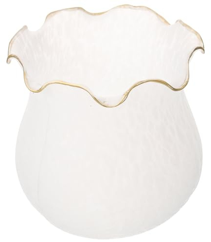 Abat-jour en Verre Blanc E27 pour Applique Suspendre 14cm | Petit Orifice 4,7cm, Base Ouverte 13,5cm, Fixation par Anneau, Décoratif et Facile à Nettoyer