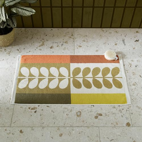 Orla Kiely Bathroom Towel Stem Check Hazel-Ochre - Bath Mat, 50x90cm