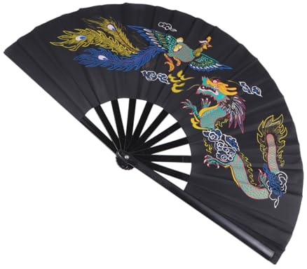 Beavorty Éventail Pliant Ventilateur Pratique et Délicat Style Chinois Classique en Plastique Noir pour Arts Martiaux et Danse pour Tai Chi et Usage Quotidien