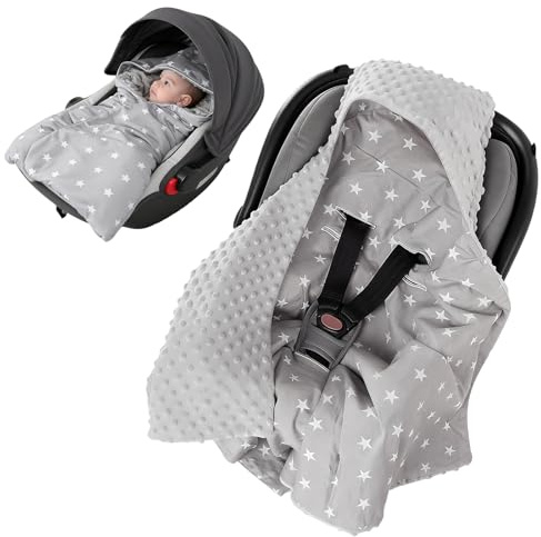 BORDEAG Einschlagdecke Babyschale, 90 X 90 cm Baby Einschlagdecke, Musselin Einschlagdeckes Babyschale, Herbst Winter Babydecke 100% Baumwolle für Kinderwagen, Autositz, Buggy