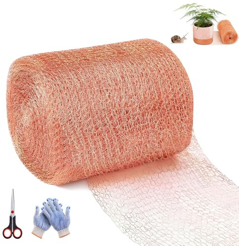 Kupferband Gegen Schnecken, 10M x 12.7CM Doppelschichtiges Verschlüsseltes Kupfergeflecht, 100% Kupfergeflecht für Schneckenabwehr, Füllen von Lücken,Schutz von Sämlingen, Mausefalle