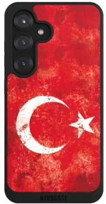 Handyhülle kompatibel mit Samsung Galaxy S25 Hülle Silikon Case Schwarz Türkei Flagge Mond