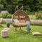 HOME DELUXE - Hängesessel Twin - Braun, Höhe 195 cm - inkl. Regenabdeckung, Gestell, Sitz- und Rückenkissen I Polyrattan Hängestuhl Gartenschaukel Hängekorb
