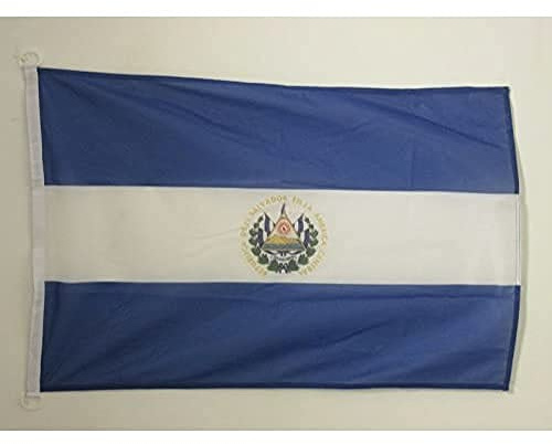 AZ FLAG El Salvador Boat Flag 45x30 cm Mesh Polyester Plastic Rings | Outdoor and marine use Salvadoran 12x18 in boat flag weather resistant with double stitched seams and reinforced edges