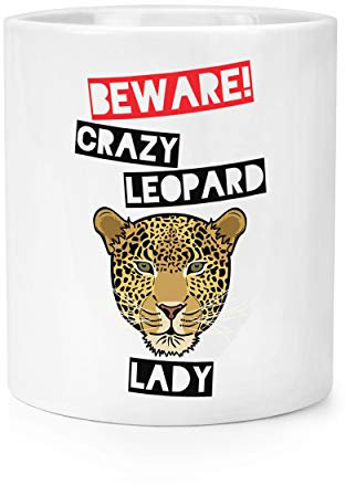 Beware Crazy Leopard Lady Pot à crayons pour pinceaux de maquillage