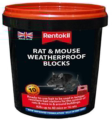 Rentokil PSMR42 Rat and Mouse Weatherproof Blocks, Black, 11.5 x 11.5 x 11.5 cm
